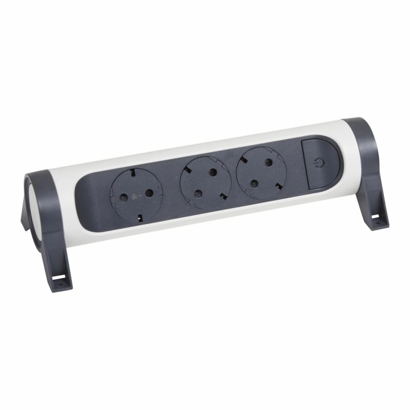 Bloc Multipriza Mobil Premium Rotativ 3x2P+T, intrerupator, alb-negru Bloc Multipriza Mobil Premium Rotativ 3x2P+T, intrerupator, alb-negru