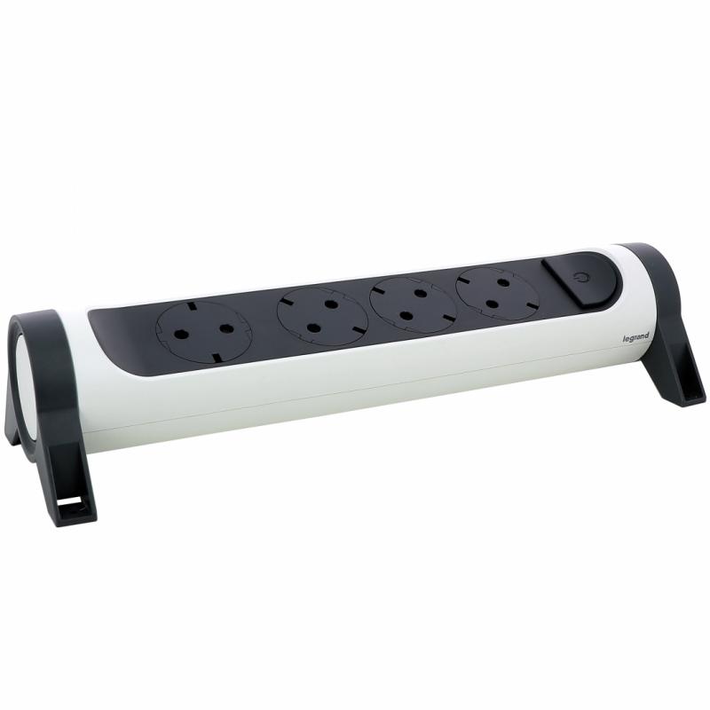 Bloc Multipriza Mobil Premium Rotativ 4x2P+T cu Intrerupator alb-negru Bloc Multipriza Mobil Premium Rotativ 4x2P+T cu Intrerupator alb-negru