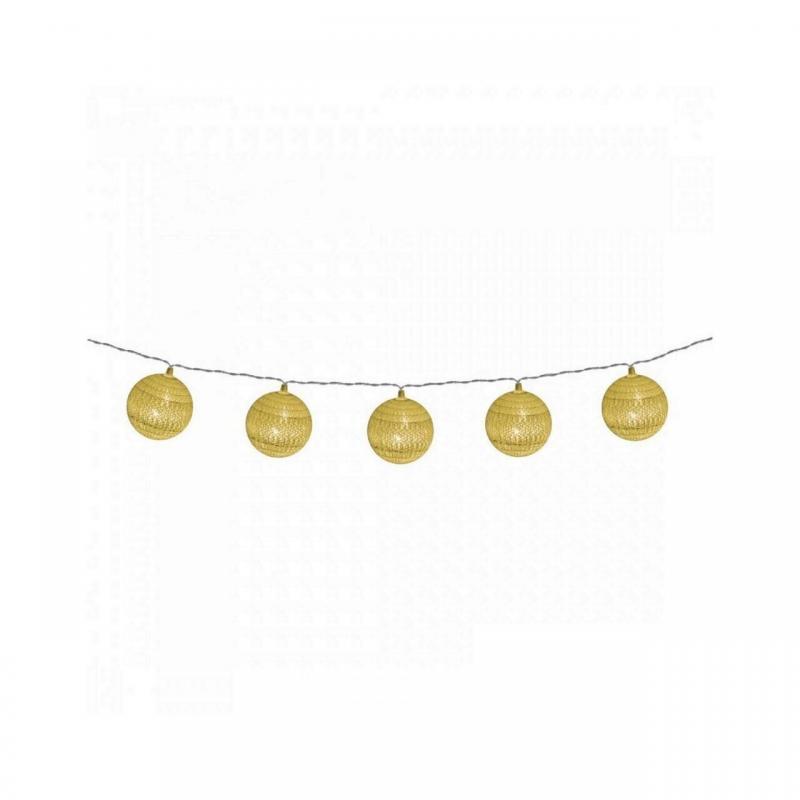 Ghirlanda cu 10 LED-uri, decor glob bumbac, auriu, Home CBL 10/GD, alimentare baterii Ghirlanda cu 10 LED-uri, decor glob bumbac, auriu, Home CBL 10/GD, alimentare baterii