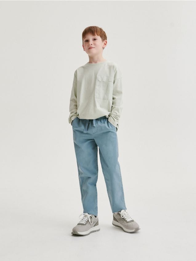 Pantaloni chino cu efect prespalat - albastru-deschis Pantaloni chino cu efect prespalat - albastru-deschis