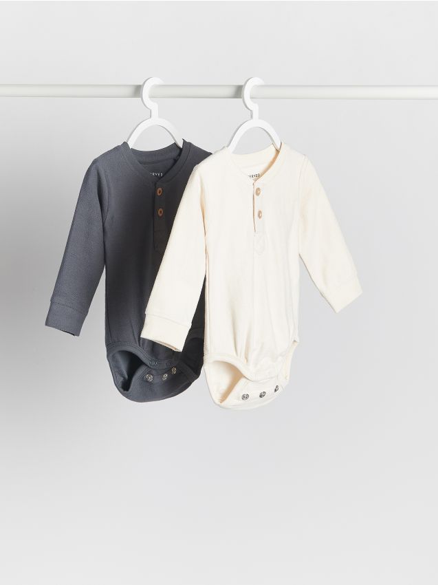 Set de 2 body-uri din material structurat - crem Set de 2 body-uri din material structurat - crem