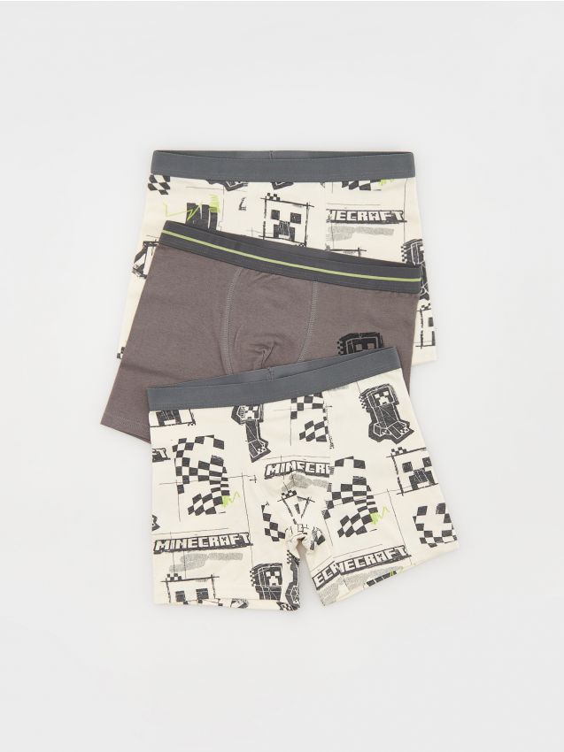 Set de 3 perechi de boxeri Minecraft, cu continut ridicat de bumbac - nude Set de 3 perechi de boxeri Minecraft, cu continut ridicat de bumbac - nude
