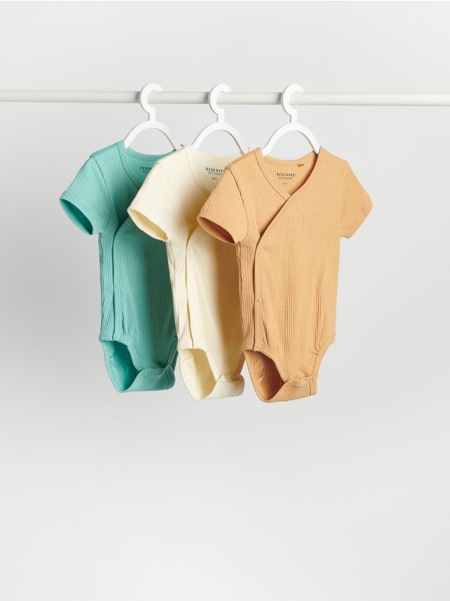 Set de 3 body-uri din tricot striat - bej Set de 3 body-uri din tricot striat - bej