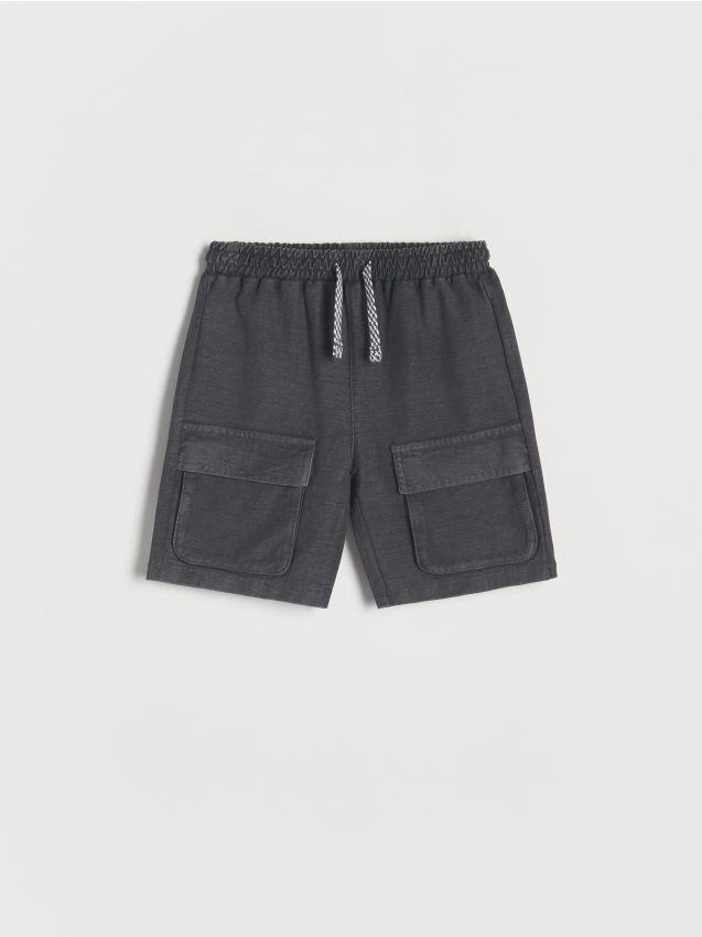 Pantaloni scurti din bumbac cu buzunare - gri-inchis Pantaloni scurti din bumbac cu buzunare - gri-inchis