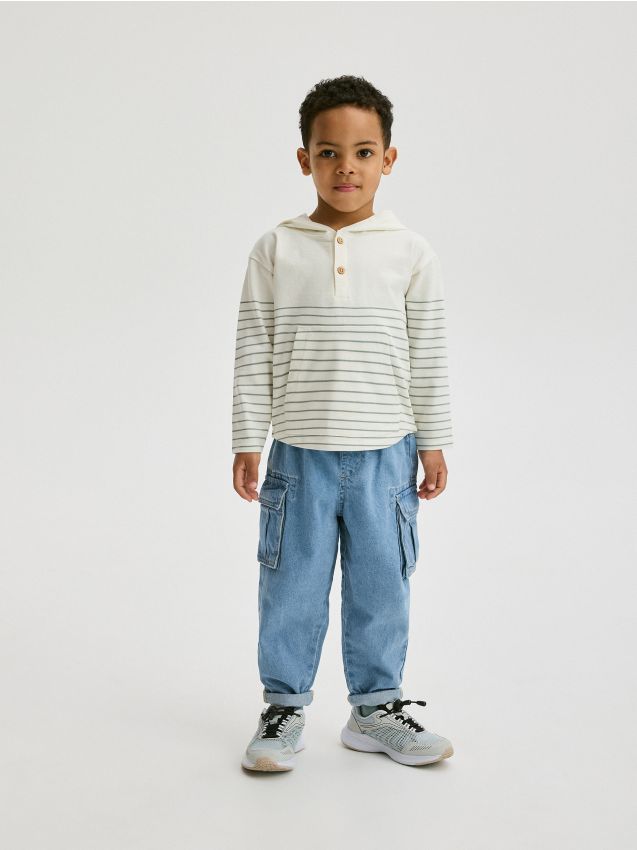 Pantaloni balloon din denim clasic - albastru Pantaloni balloon din denim clasic - albastru