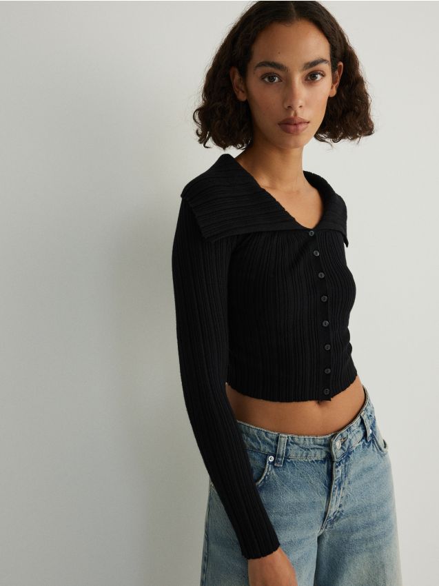 Bluza cu continut ridicat de viscoza - negru Bluza cu continut ridicat de viscoza - negru