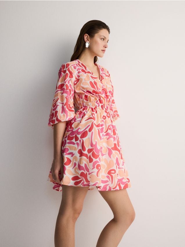 Rochie mini din bumbac cu model - multicolor Rochie mini din bumbac cu model - multicolor