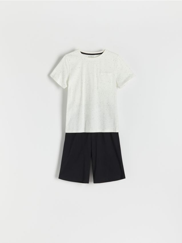 Pijama din bumbac, cu pantaloni scurti - crem Pijama din bumbac, cu pantaloni scurti - crem