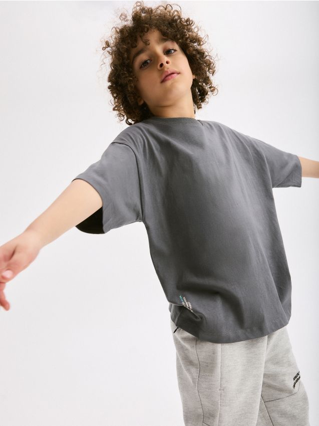 Tricou oversized din bumbac - gri-inchis Tricou oversized din bumbac - gri-inchis