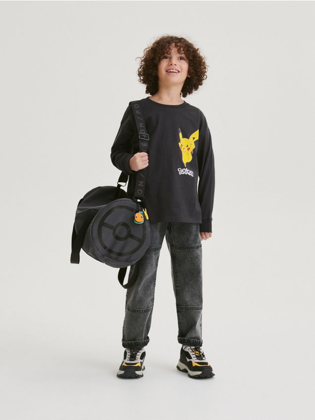 Tricou oversized cu maneca lunga Pokémon - gri-inchis Tricou oversized cu maneca lunga Pokémon - gri-inchis