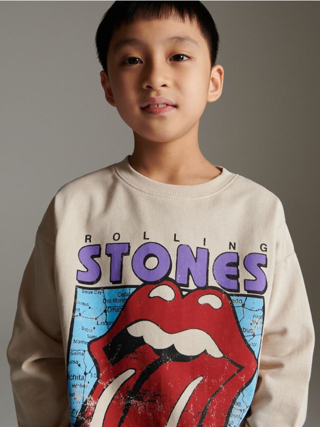Tricou The Rolling Stones cu maneca lunga - bej Tricou The Rolling Stones cu maneca lunga - bej