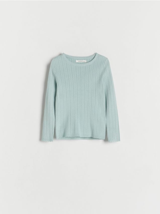 Pulover din tricot striat - turcoaz-deschis Pulover din tricot striat - turcoaz-deschis