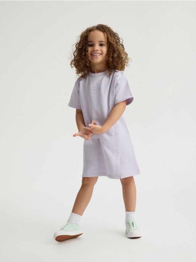 Rochie din bumbac, cu broderie - lavand Rochie din bumbac, cu broderie - lavand