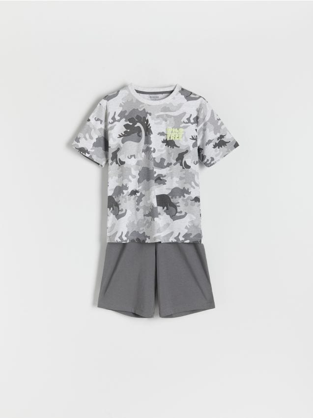 Pijama din bumbac cu imprimeu - gri-inchis Pijama din bumbac cu imprimeu - gri-inchis