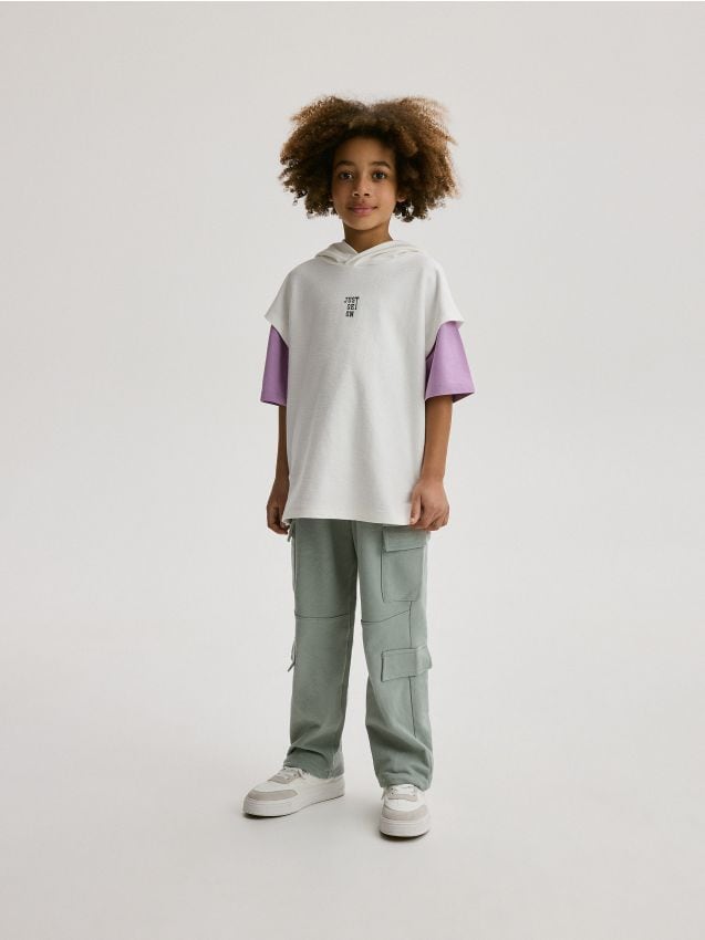 Pantaloni cargo din jerseu - verde-menta Pantaloni cargo din jerseu - verde-menta