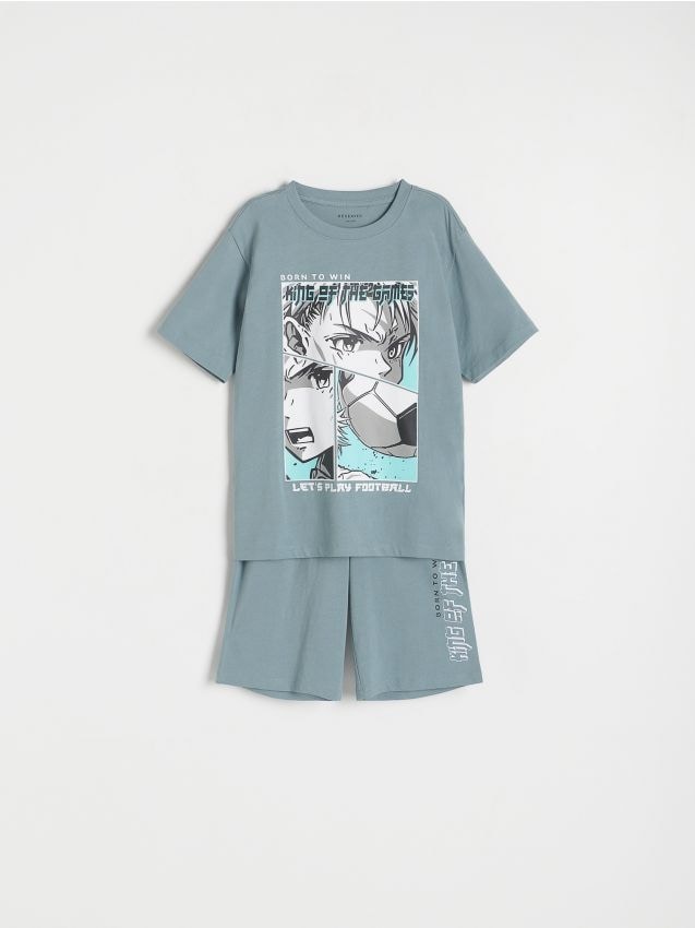 Set pijama din doua piese, cu imprimeu - turcoaz-inchis Set pijama din doua piese, cu imprimeu - turcoaz-inchis
