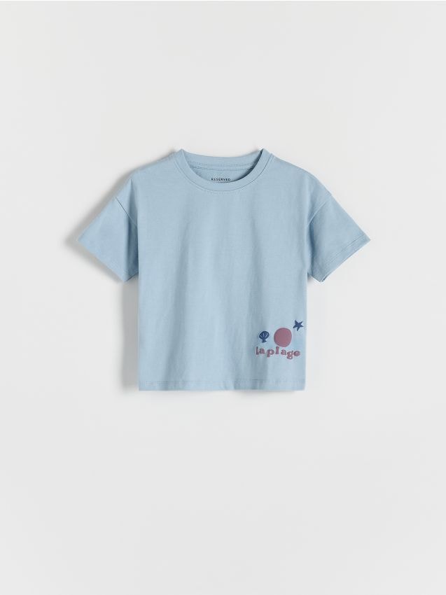 Tricou oversized cu aplicatie - albastru-pal Tricou oversized cu aplicatie - albastru-pal