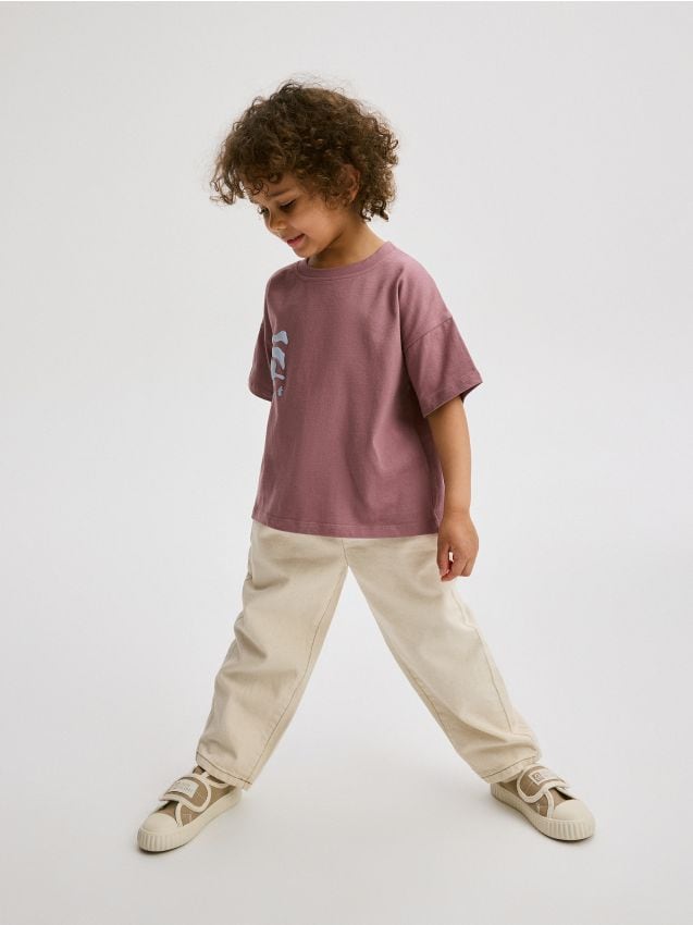Tricou oversized cu aplicatie - violet-pruna Tricou oversized cu aplicatie - violet-pruna