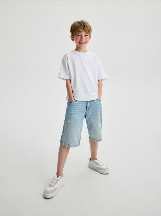 Pantaloni scurti din denim cu rupturi - albastru Pantaloni scurti din denim cu rupturi - albastru