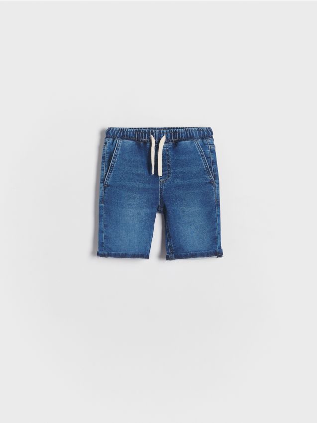 Pantaloni scurti jogger, din denim - albastru Pantaloni scurti jogger, din denim - albastru