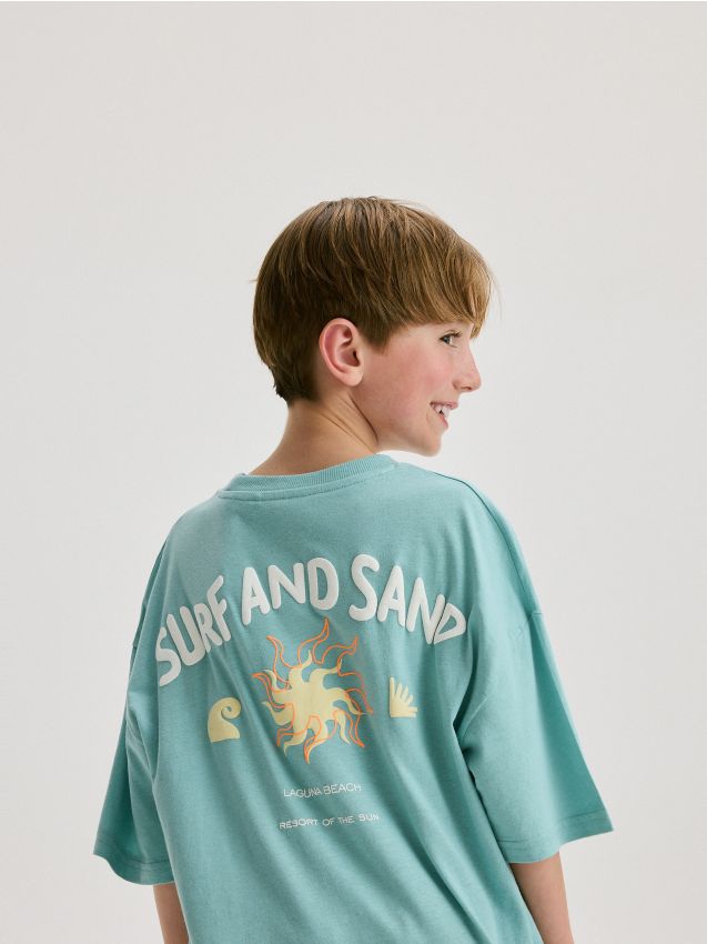 Tricou oversized cu aplicatie - verde-menta Tricou oversized cu aplicatie - verde-menta