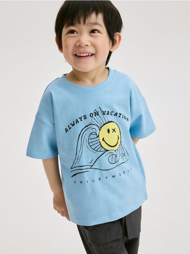 Tricou oversized cu imprimeu in relief - albastru-violet Tricou oversized cu imprimeu in relief - albastru-violet