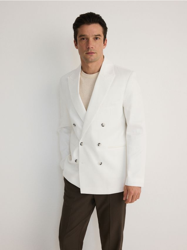 Blazer comfort fit cu adaos de in - alb Blazer comfort fit cu adaos de in - alb