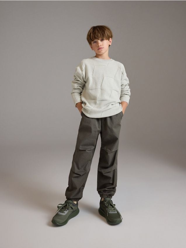 Pantaloni parachute din bumbac - verde-maroniu Pantaloni parachute din bumbac - verde-maroniu