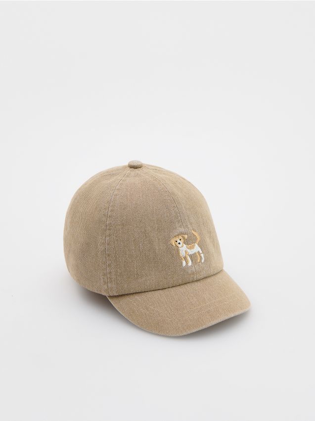 Caciula beanie cu detaliu brodat si continut ridicat de bumbac - crem Caciula beanie cu detaliu brodat si continut ridicat de bumbac - crem