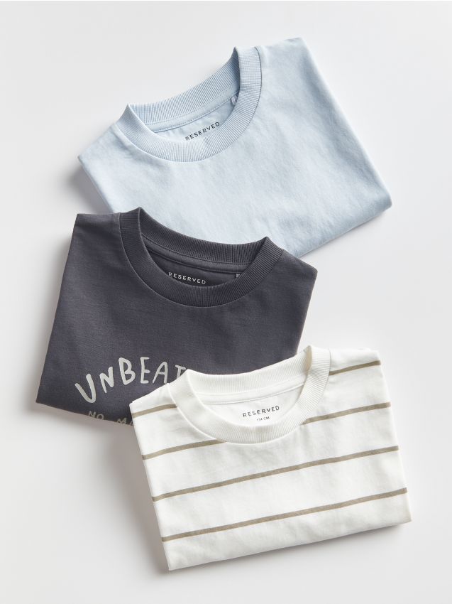 Set de 3 tricouri oversized, din bumbac - crem Set de 3 tricouri oversized, din bumbac - crem