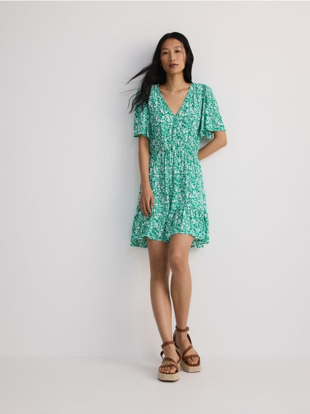 Rochie mini cu continut ridicat de viscoza - verde Rochie mini cu continut ridicat de viscoza - verde