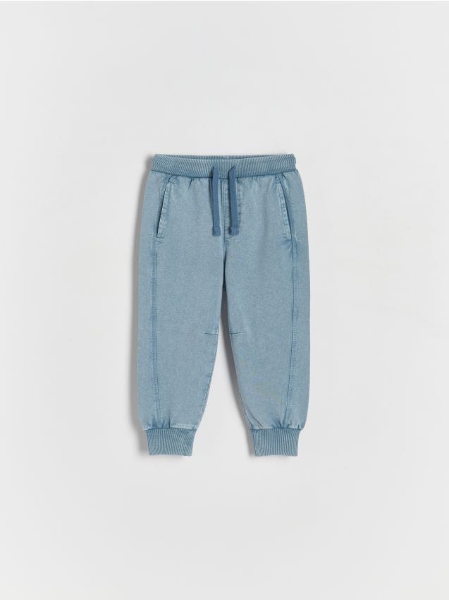 Pantaloni sport cu efect prespalat - albastru Pantaloni sport cu efect prespalat - albastru