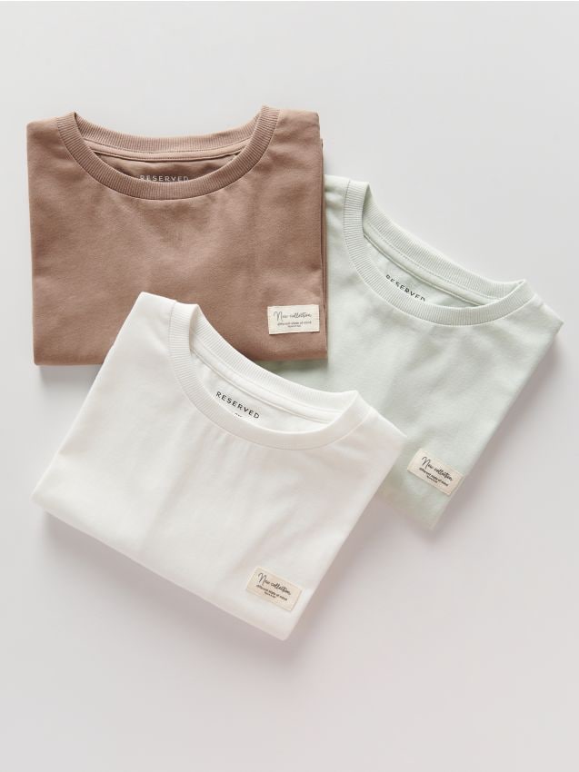 Set de 3 tricouri oversized, din bumbac - maro Set de 3 tricouri oversized, din bumbac - maro