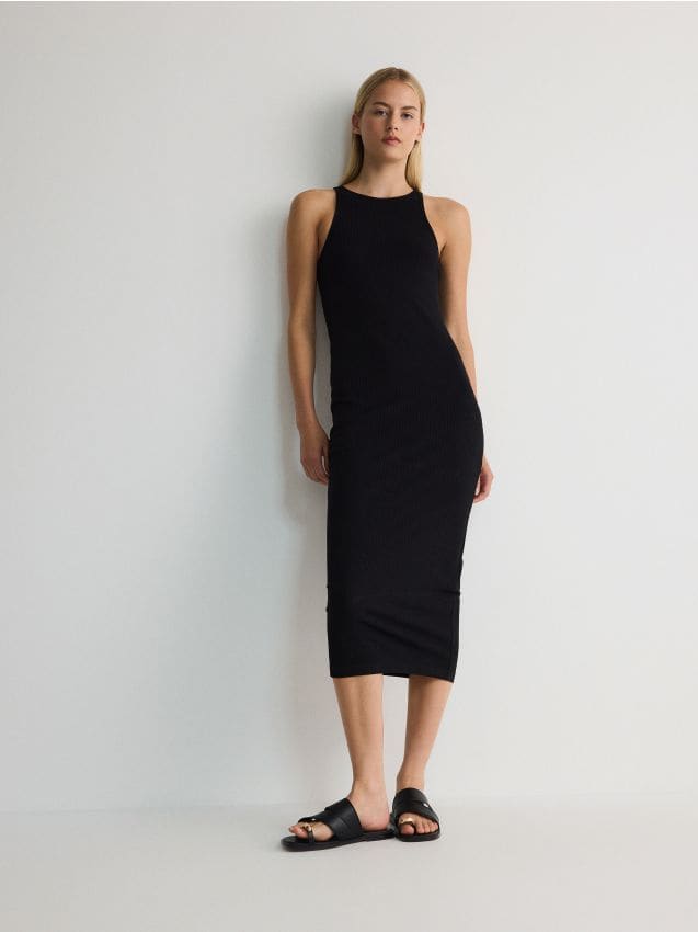 Rochie maxi din jerseu cu continut ridicat de bumbac - negru Rochie maxi din jerseu cu continut ridicat de bumbac - negru