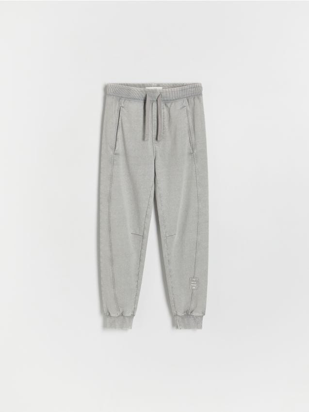 Pantaloni jogger cu efect prespalat - gri-inchis Pantaloni jogger cu efect prespalat - gri-inchis