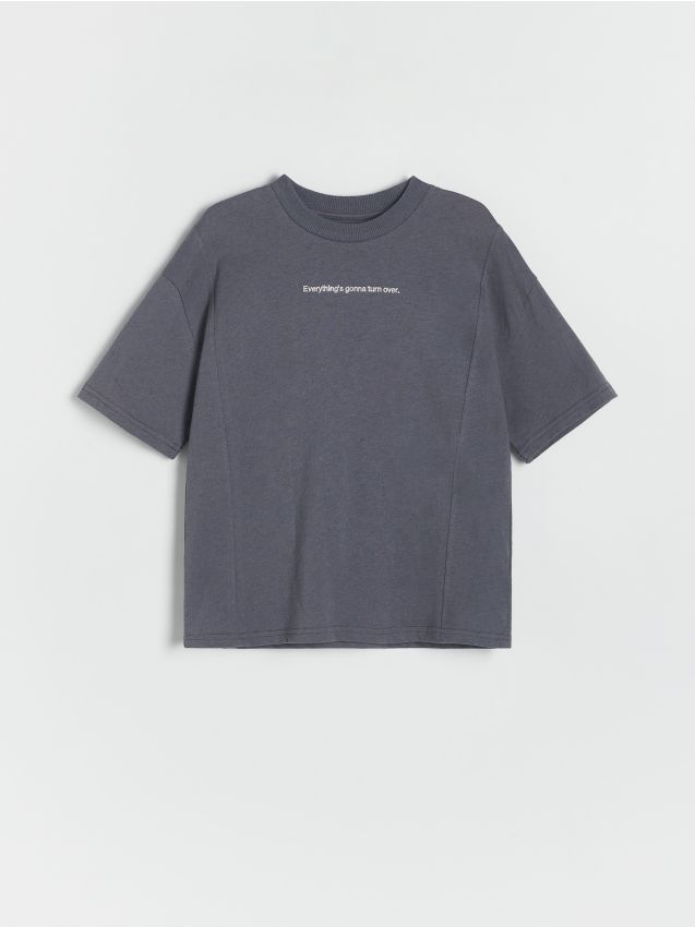 Tricou oversized, cu continut ridicat de bumbac - gri-inchis Tricou oversized, cu continut ridicat de bumbac - gri-inchis