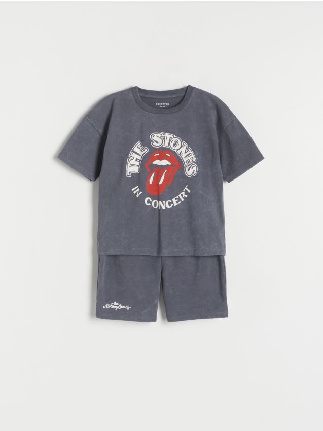 Set din bumbac The Rolling Stones - gri-inchis Set din bumbac The Rolling Stones - gri-inchis