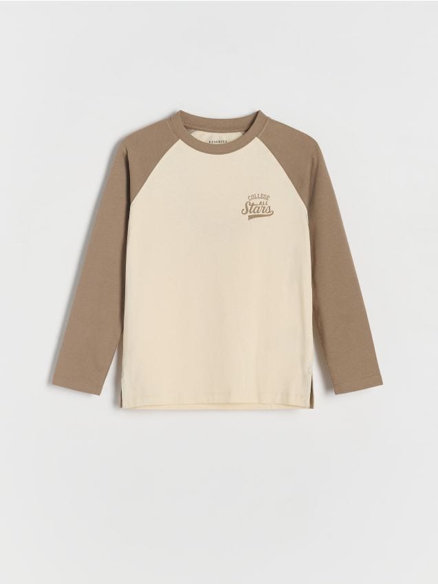 Tricou cu maneca lunga si imprimeu - nude Tricou cu maneca lunga si imprimeu - nude