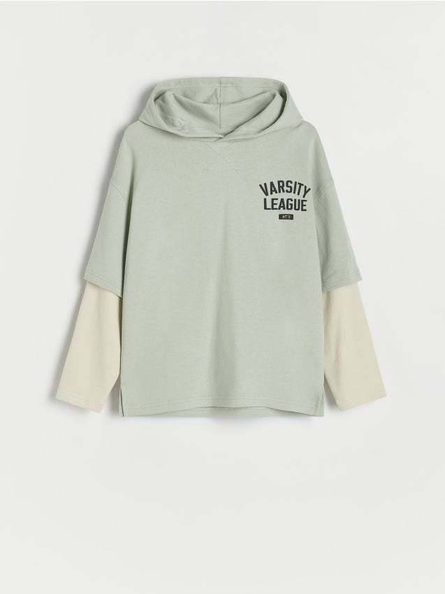 Tricou oversized cu maneca lunga - verde-menta Tricou oversized cu maneca lunga - verde-menta