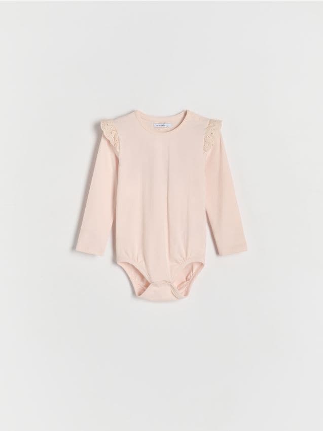 Body cu continut ridicat de bumbac si broderie englezeasca - roz-pastel Body cu continut ridicat de bumbac si broderie englezeasca - roz-pastel