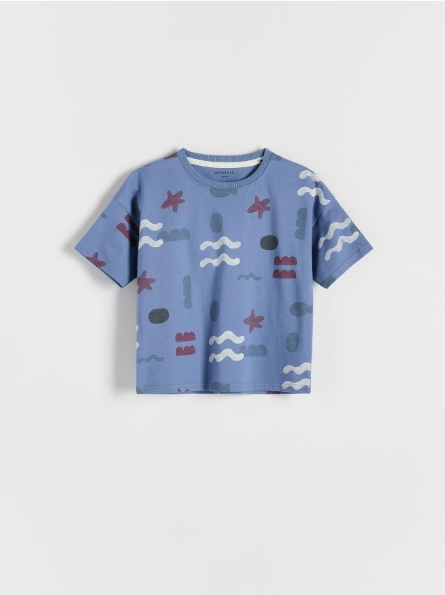 Tricou oversized cu imprimeu - albastru Tricou oversized cu imprimeu - albastru