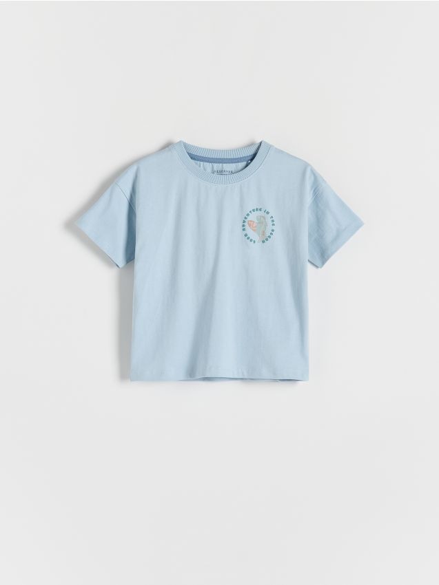 Tricou oversized cu imprimeu - albastru Tricou oversized cu imprimeu - albastru