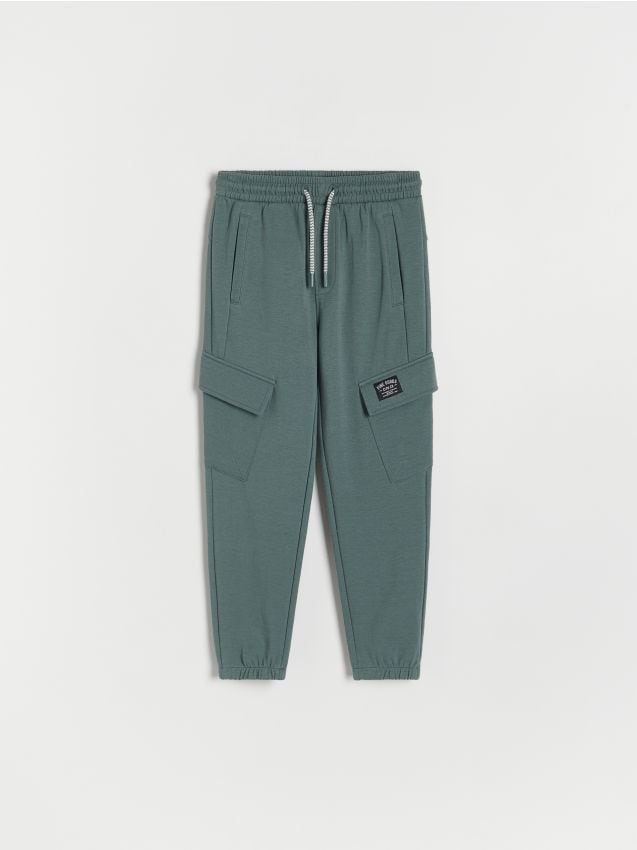Pantaloni jogger cu buzunare cargo - verde-maroniu Pantaloni jogger cu buzunare cargo - verde-maroniu