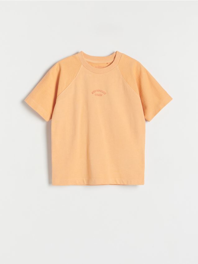 Tricou oversized cu inscriptie - oranj-deschis Tricou oversized cu inscriptie - oranj-deschis
