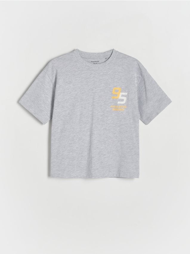 Tricou oversized cu imprimeu - gri deschis Tricou oversized cu imprimeu - gri deschis