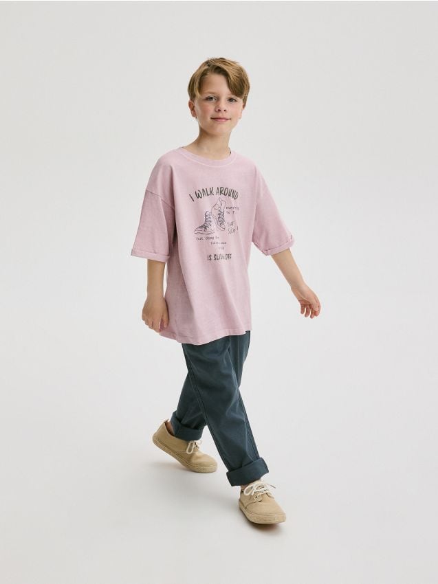 Tricou oversized cu imprimeu - violet-orhidee Tricou oversized cu imprimeu - violet-orhidee