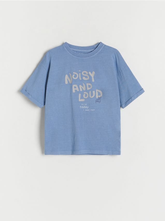 Tricou oversized cu imprimeu - albastru Tricou oversized cu imprimeu - albastru