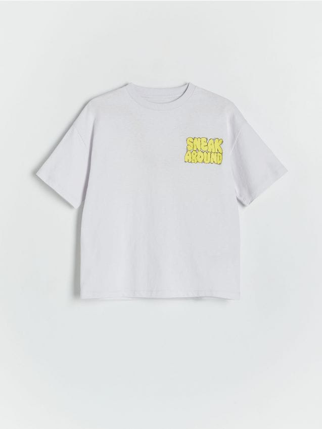 Tricou oversized cu imprimeu - gri deschis Tricou oversized cu imprimeu - gri deschis