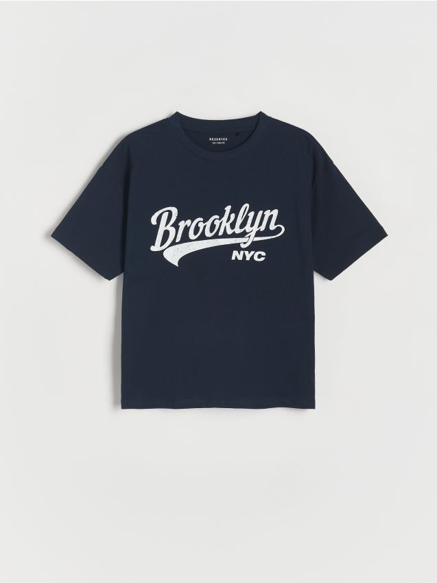 Tricou oversized, cu continut ridicat de bumbac - Albastru metalizat Tricou oversized, cu continut ridicat de bumbac - Albastru metalizat