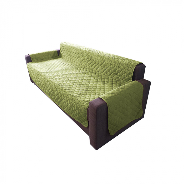 Husa canapea 2 locuri matlasata, doua fete, verde + vanilie, 125x185 cm Husa canapea 2 locuri matlasata, doua fete, verde + vanilie, 125x185 cm